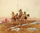 Charles Marion Russell Canvas Paintings - Piegan Hunting Party